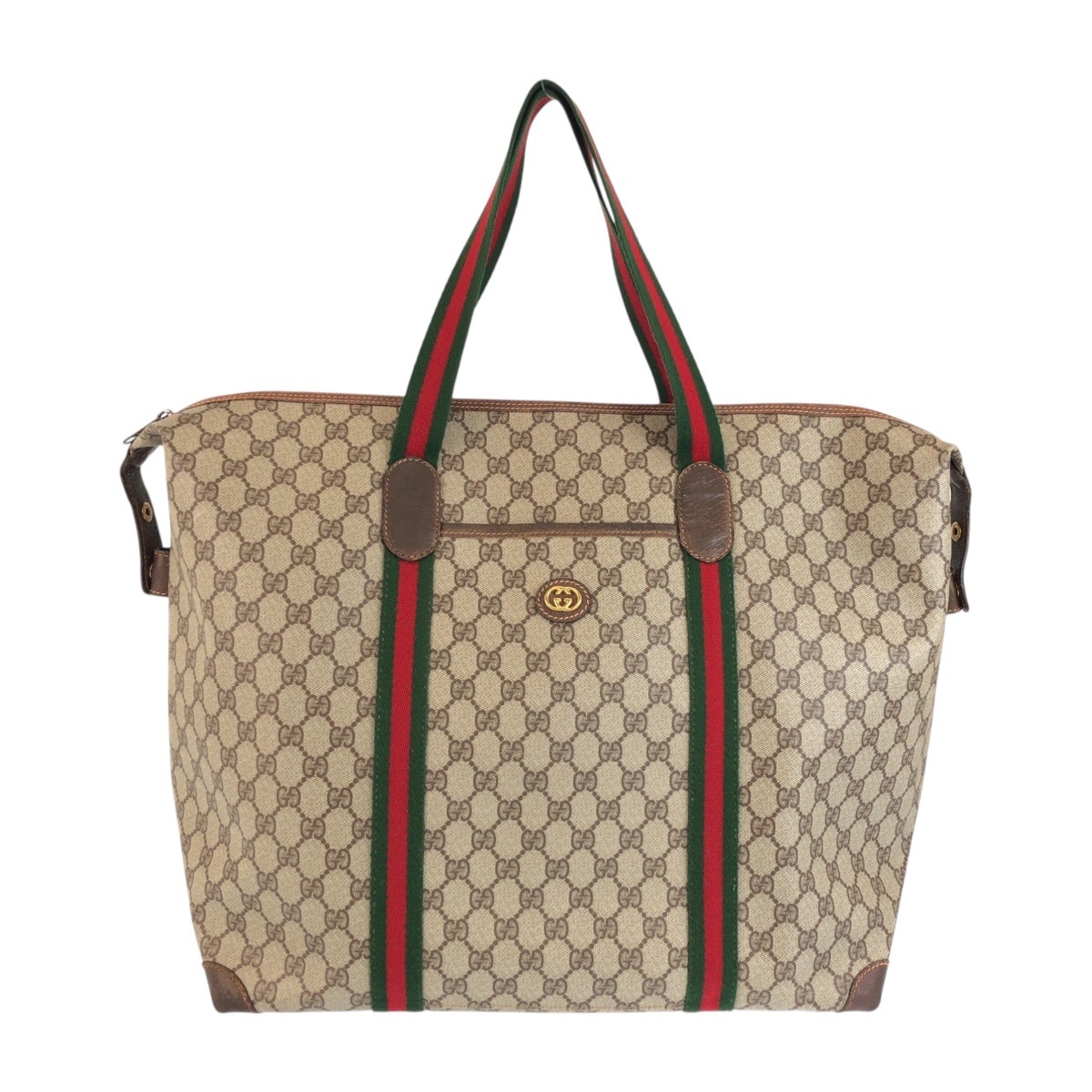 美品 ヴィンテージ シェリーライン ベージュ ブラウン ゴールド金具 GGスプリームキャンバス/レザー 012 39 6211 ボストンバッグ ショルダーバッグ レディース 601181