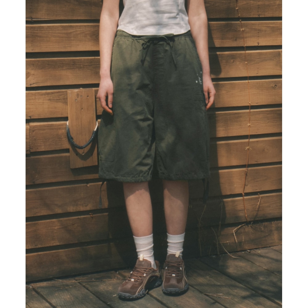 CODEGRAPHY ワッシング刺繍アートワークカーゴパンツ_カーキ