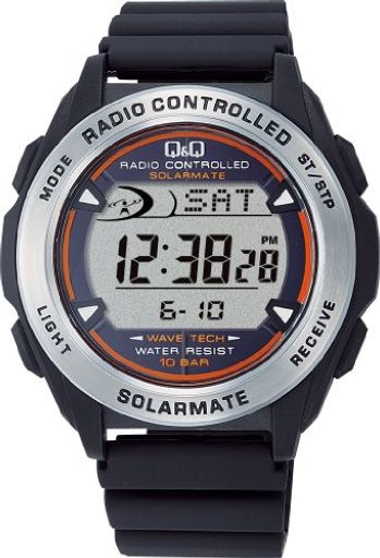 [シチズン Q&Q] 腕時計 デジタル 電波 ソーラー 防水 日付 ウレタンベルト MHS7-300 メンズ ブラック