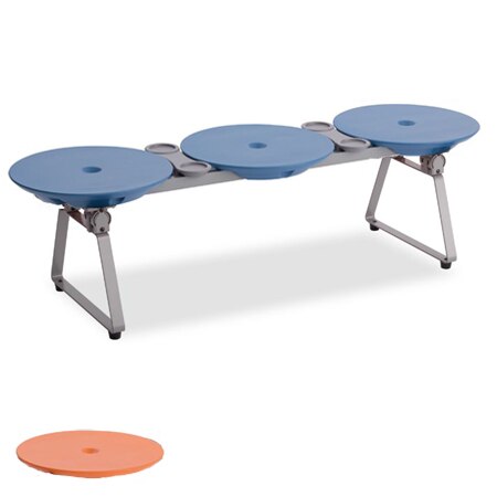 樹脂ベンチ ディスクベンチ 3人掛け 折りたたみ収納タイプ カップホルダー付 法人限定