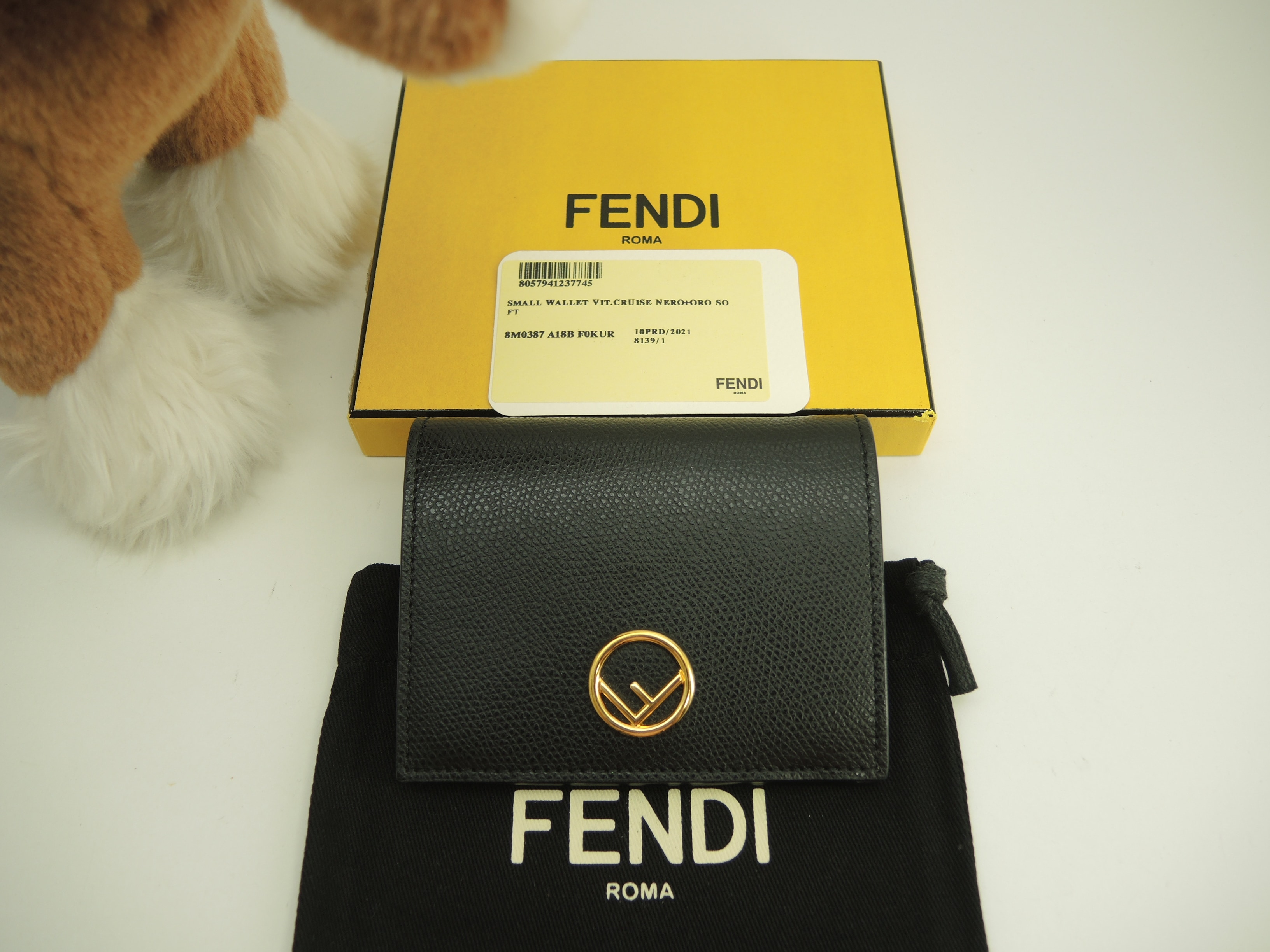 コンパクトウォレット エフイズフェンディ レザー黒 2つ折財布 極美品@ 6