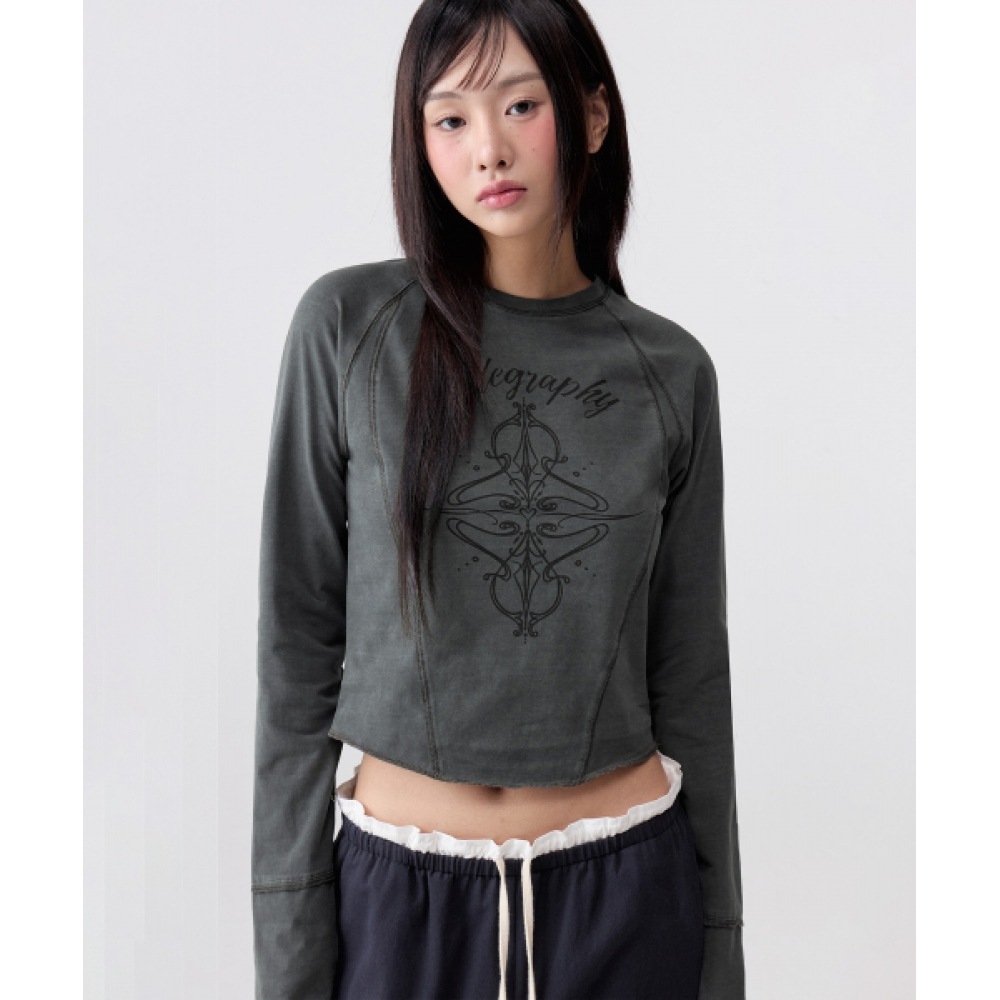 CODEGY (ウーマン) ピグメントロングスリーブ_チャコール