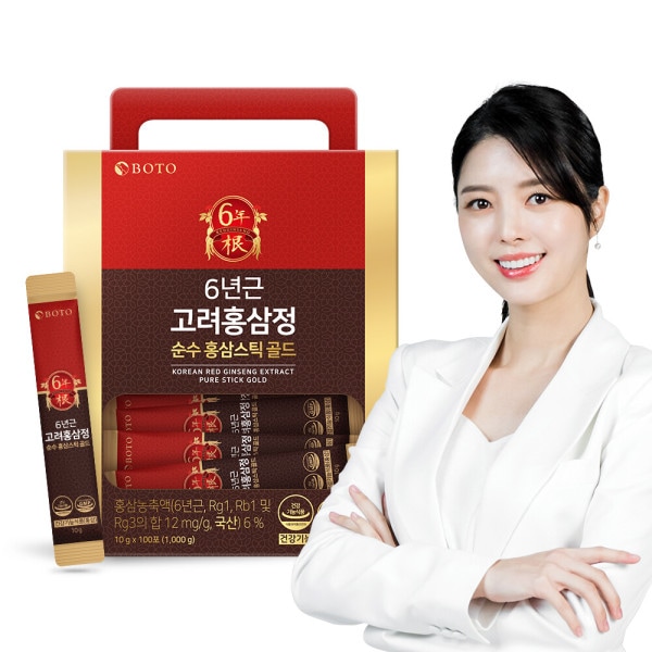 6年根 高麗紅参精 純粋紅参スティック ゴールド 100包 1箱