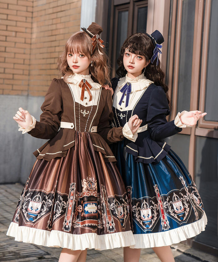 2025新入荷！【早割り】【急速出荷】ロリータ ワンピース ドレス 長袖 立ち襟 学園風 制服 学園 可愛い 清楚 コスチューム ロリータファッション ゴスロリ クラロリ クラシック コスプレ 衣装