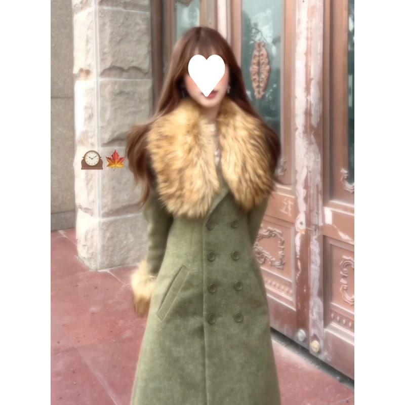 フィットしたウエストスリムなデザイン暖かさ高級感が特徴のフレンチスタイルのリッチガールウールコート