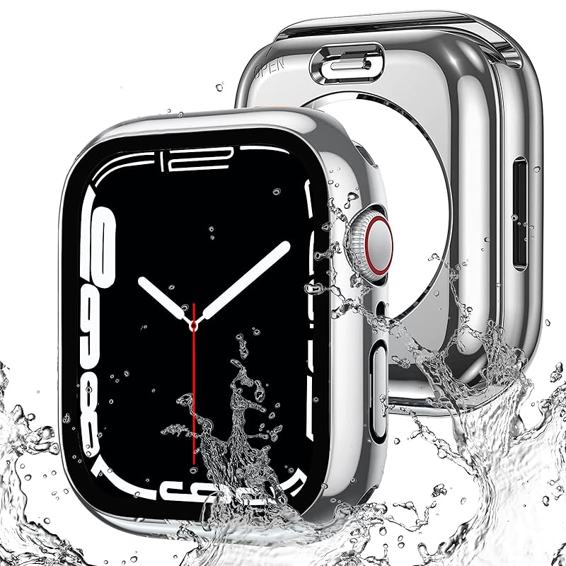 【2023強化版】AMAPC for Apple Watch ケース 360度全面防水 バンド 水泳スポーツ専用 ガラスフィルム 一体型 apple watch 用 カバー 360フルボディ防水 ア