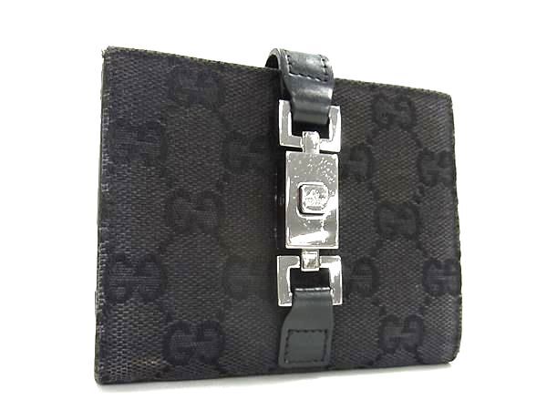 財布 ジャッキー GGキャンバス×レザー 035 2888 2129 二つ折り財布 シルバー金具 ブラック 折財布 小銭入れ サイフ プレゼント 札入れ 人気 カード入れ【本物保証】
