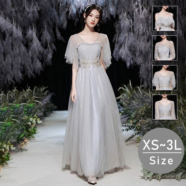 ドレス 大人 ピアノ 発表会 ロングドレス 演奏会 結婚式 母親 ピアノ発表会 袖付き ブライズメイド ドレス ロング パーティードレス パーティードレス ミモレ丈 長袖 小さいサイズ 体型カバー フ