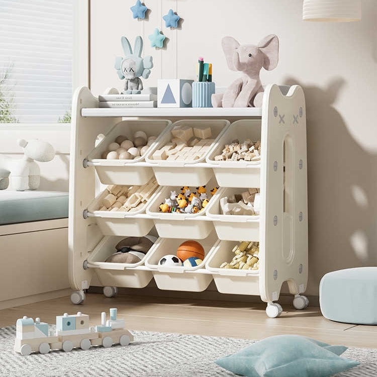 【大好評！最安値挑戦!】おもちゃ収納 4段 子ども 大容量 収納ラック インナーボックス付 子供部屋 ラック 棚 コンパクト 小物収納 かわいい 片付けが身につく知育家具GG3281 Beige HD