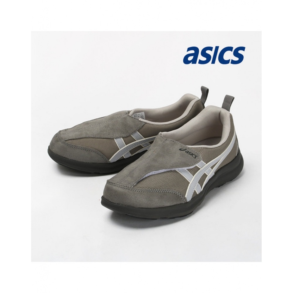 アシックススニーカーライフウォーカー 3E ワイドスリップオングレー 1241A010-020