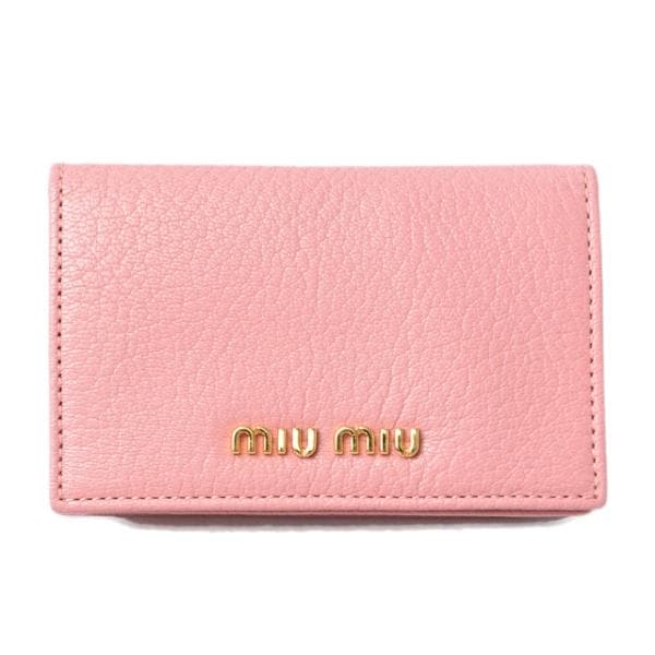 ミュウミュウ カードケース/コインケース/名刺入れ miumiu 5M1122 MADRAS/マドラス ロゴ ROSA/ローズ
