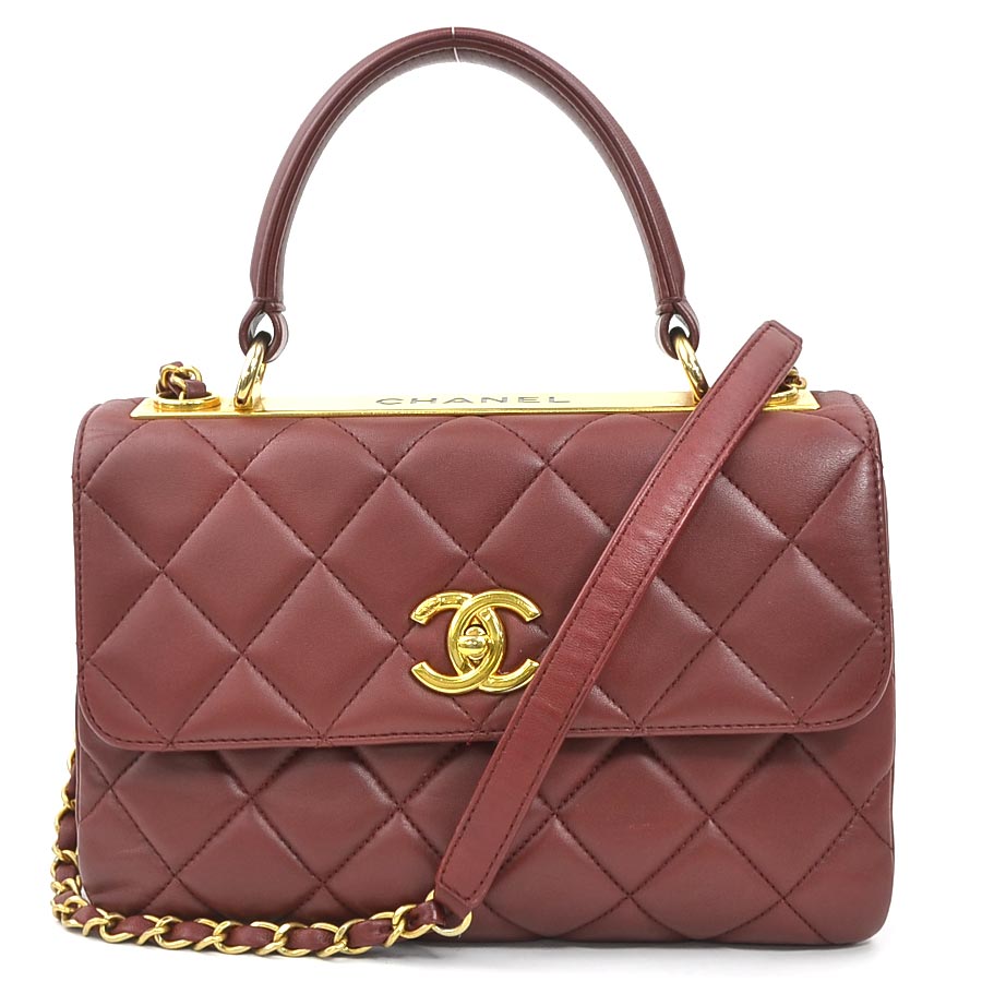 シャネル CHANEL ハンドバッグ ショルダーバッグ マトラッセ レザー/メタル バーガンディ/ゴールド レディース e60717a