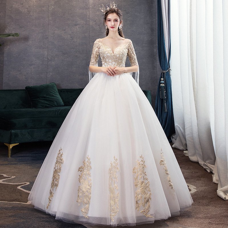 ウェディングドレス 結婚式 二次会 ホワイト プリンセスライン 花嫁 ウェディング プリンセスドレス 白ドレス ロングドレス 披露宴 編み上げ パーティードレス
