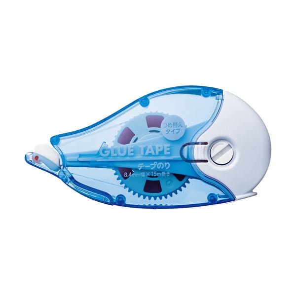 （まとめ） TANOSEE テープのり リフィル式本体 赤テープ 8.4mm15m 1セット（10個） 10セット