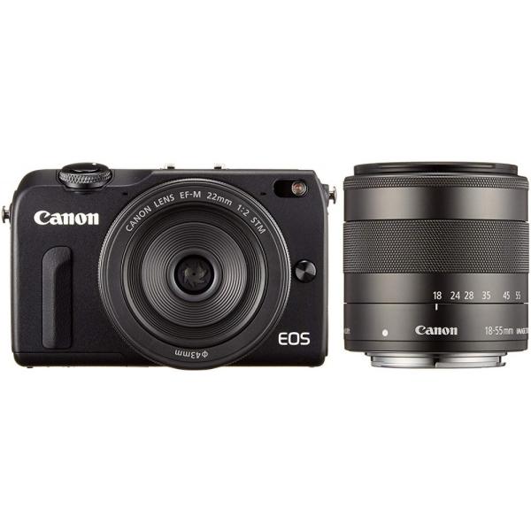【中古】キヤノン Canon EOS M2 ダブルレンズキット ブラック SDカード付き