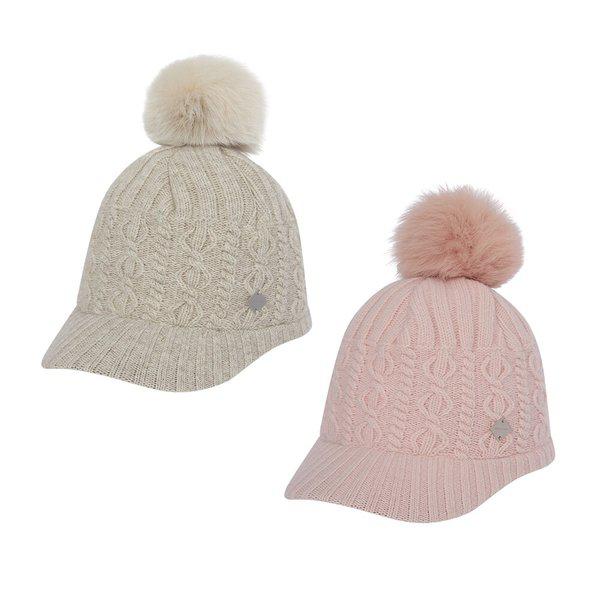 女性ニット登山帽子 冬 取り外し可能 ウサギの毛玉 保温ニット ビーニー 2384CK731W