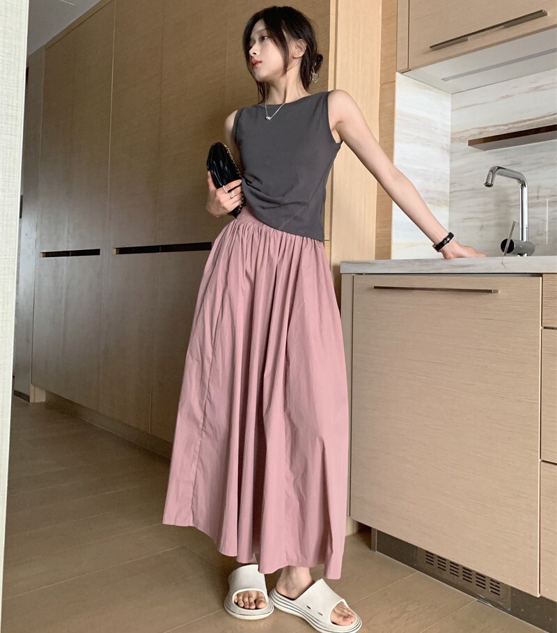 スカート ギャザー ギャザースカート ロングスカート フレアスカート ロング丈 マキシ丈 フレア ウエストマーク ハイウエスト かわいい 大人可愛い シンプル カジュアル 大人 おしゃれ お洒落