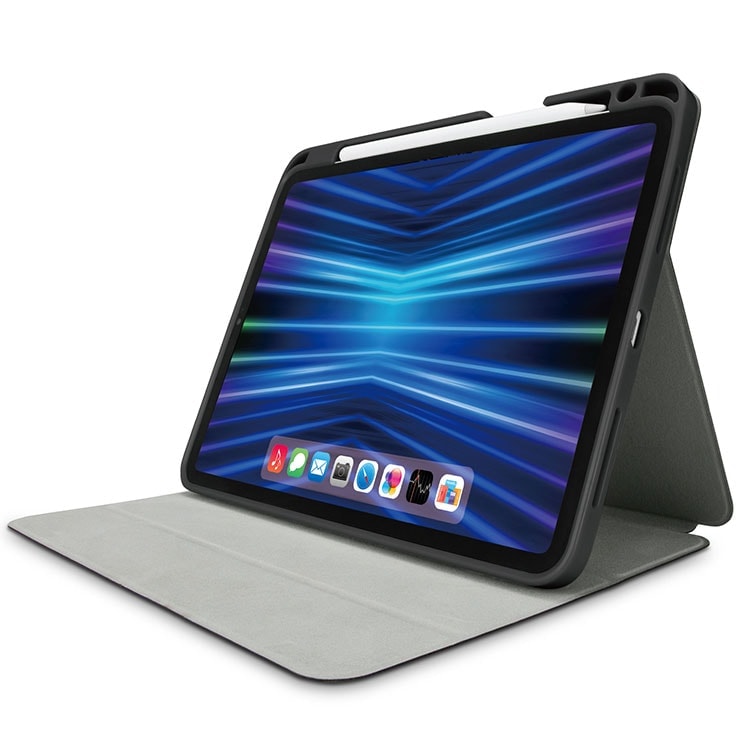 iPad Pro 11インチ 第4世代 ( 2022 ) 用 ケース ソフトレザー カバー 手帳型 スリープ対応 マグネット フラップ フリーアングル 衝撃吸収 ブラック