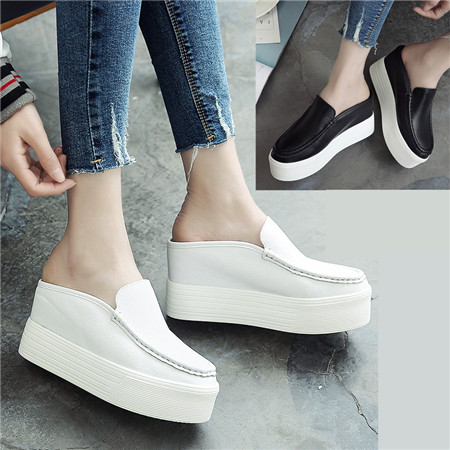 スリッポン 靴ひもなし レディース かかとなし シューズ スニーカー ローファー インヒール 厚底 サンダル風 スリッパ風 小さいサイズ ヒール 歩きやすい 白い靴 黒 アップインソール 21.5/2