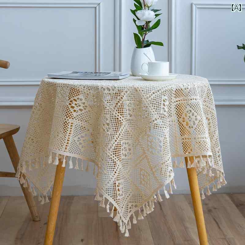 テーブルクロス おしゃれ インテリア ティー コーヒー カバー 家庭 レストラン カフェ 喫茶店 ダイニング レトロ レース カバー 家庭 レストラン カフェ 喫茶店 ダイニング 長方形 白 ラウンド