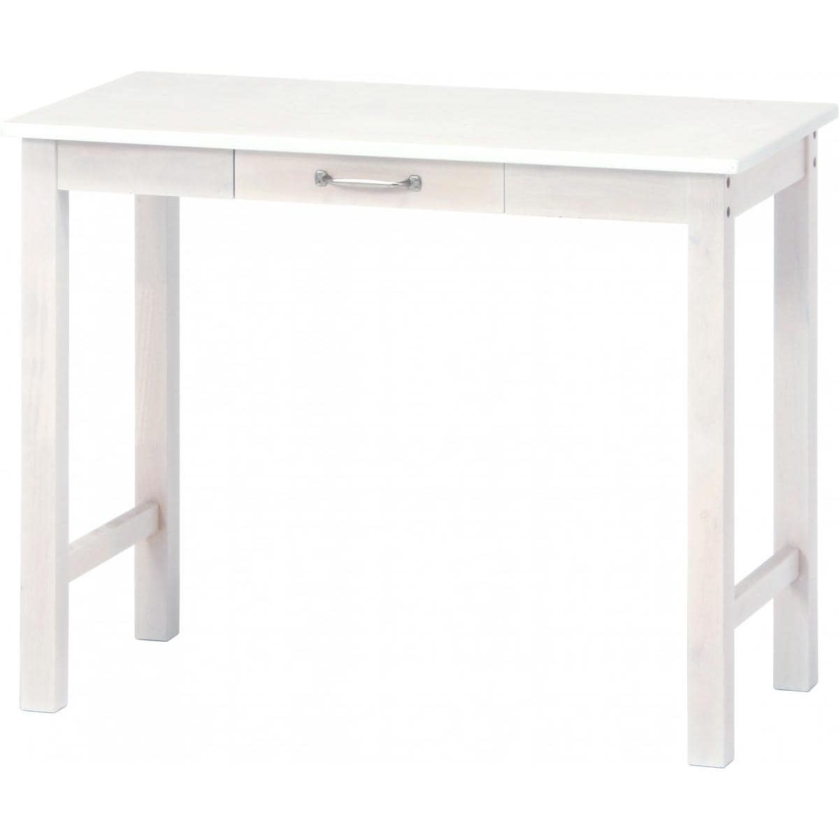 【I】不二貿易 デスク マンチェスター ホワイトウォッシュ WLDE-9045　引き出し付き 天然木 木製 デスク コンパクト【北海道・沖縄・離島不可】【代引き不可】cm