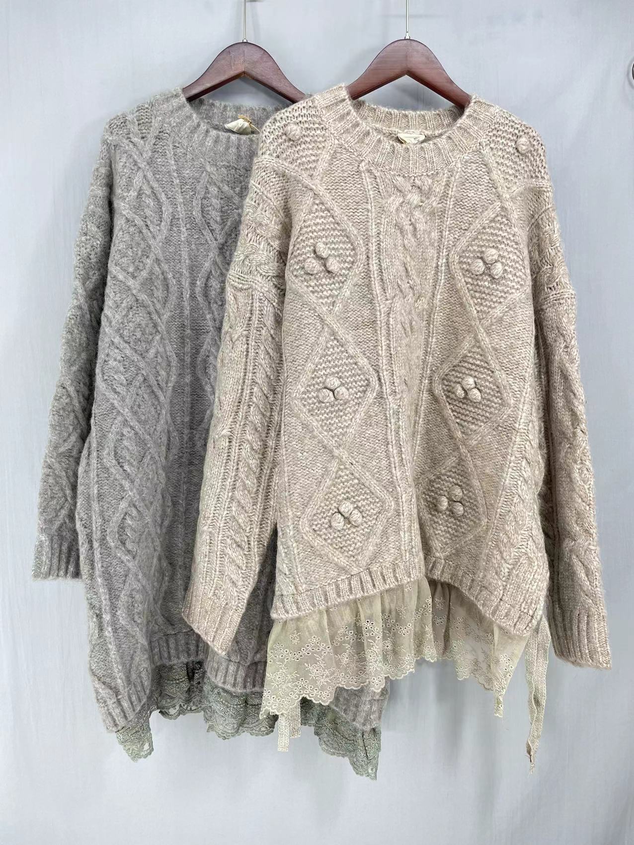 2025年春新作レディースラウンドネック日本製ゆったりトップスセーターニットカーディガンクロスボーダー長袖外国貿易センスプルオーバー 4,860円