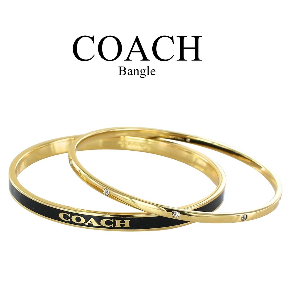 コーチ バングル レディース ゴールド ブラック 2本セット COACH ブランド アクセサリー ブレスレット 重ね付け 上品 おしゃれ 彼女 女性 ギフト 誕生日 記念日 クリスマス プレゼント ラ
