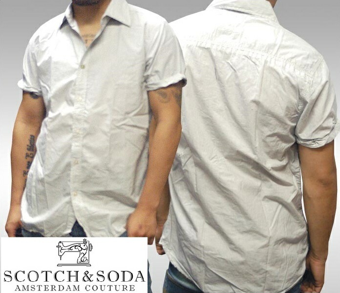 セール スコッチ&ソーダ 400種類の品揃え SCOTCH&SODA スコッチアンドソーダ メンズ 半袖 ストライプ シャツ ブラック サファリ ストライプシャツ ボタンシャツ インポート カ