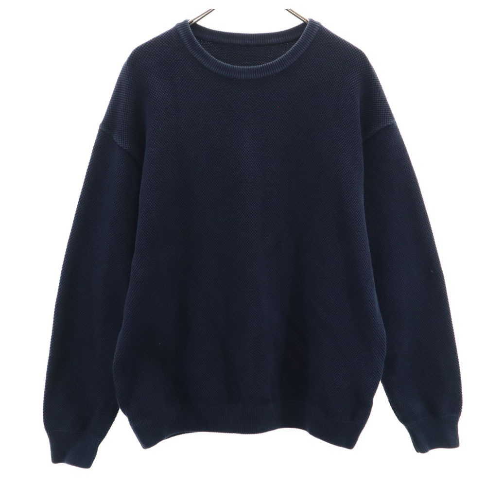 日本製 長袖 モスステッチ セーター 2 ネイビー 鹿の子 MOSS STITCH プルオーバー メンズ