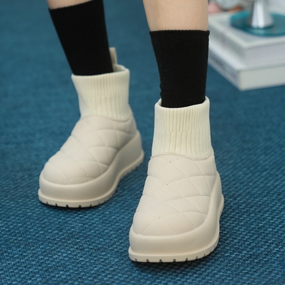 [Ninas Paris] スパンニットシボリキルトファーブーツ