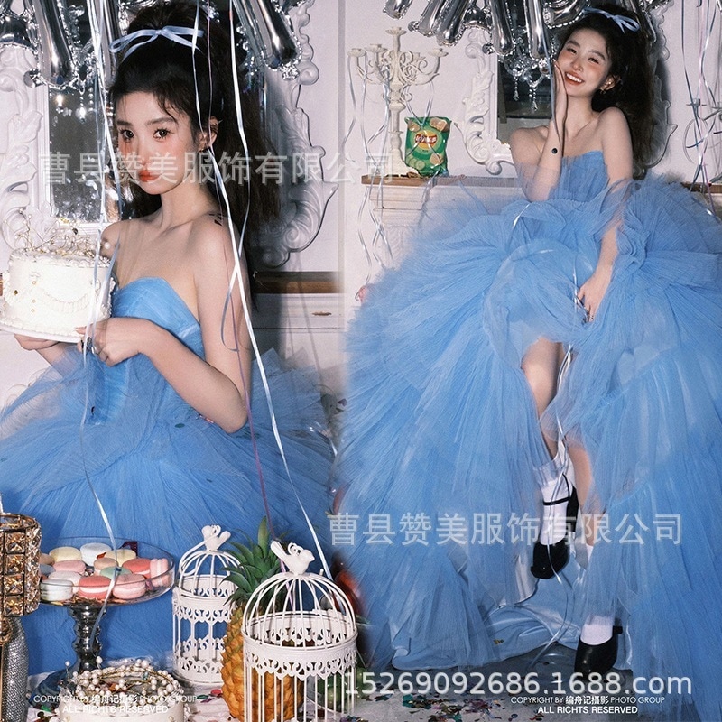 フォトスタジオ新しい女の子の誕生日テーマ写真服ファッション小さな新鮮な絵画スタイルライトウェディングアート写真撮影