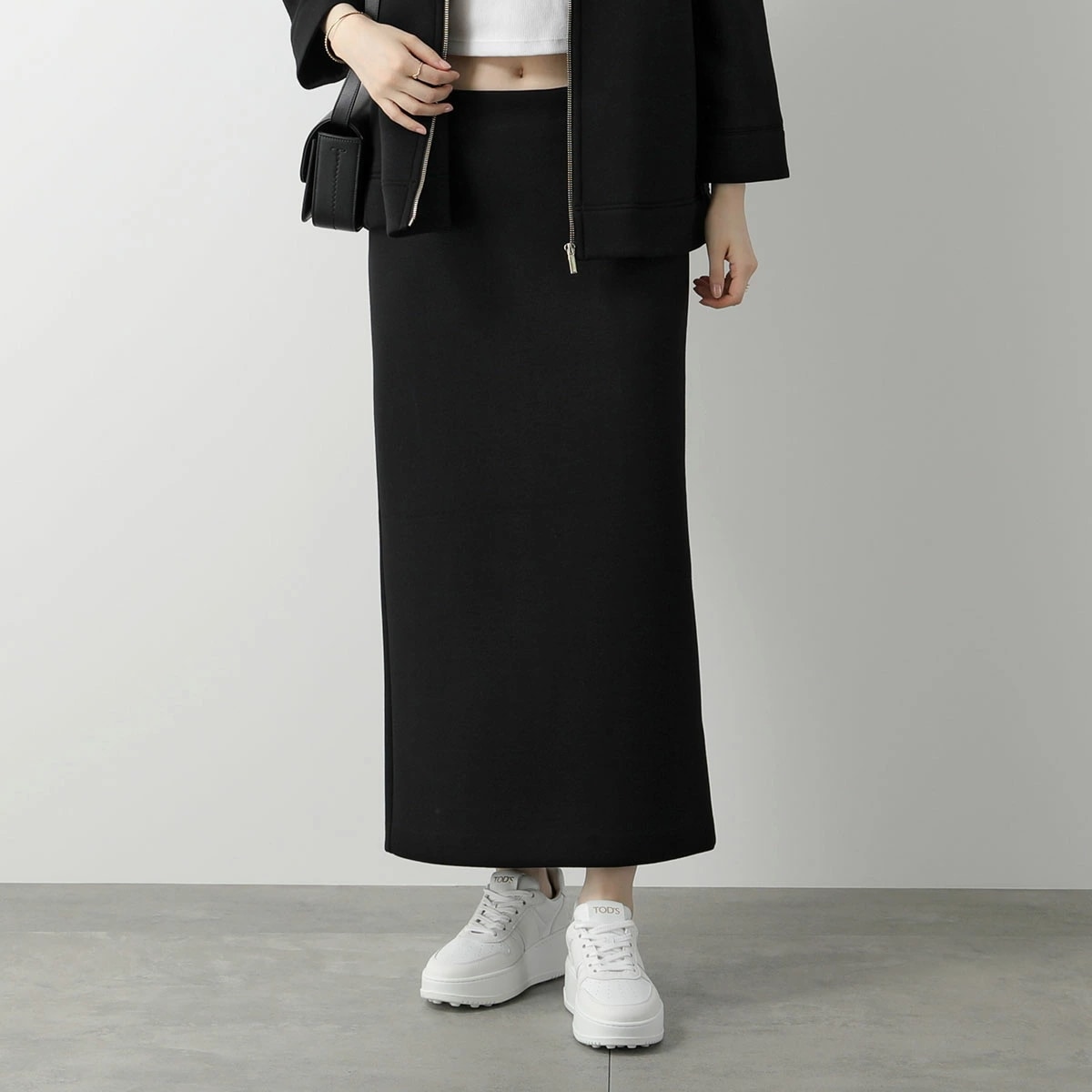 S MAX MARA エス マックスマーラ スカート FLOU レディース ペンシルスカート スキューバ ジャージー ストレッチ ロング丈 スリット 001/Nero