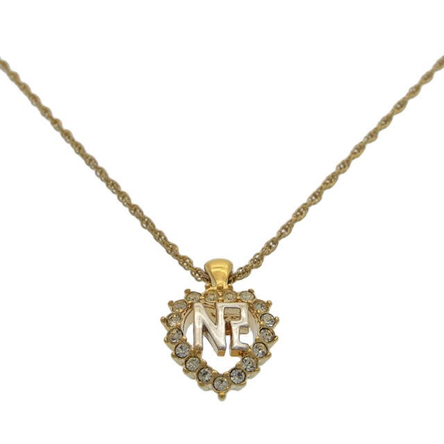 ネックレス /ラインストーン ロゴ /ハートモチーフ ゴールド シルバー 中古