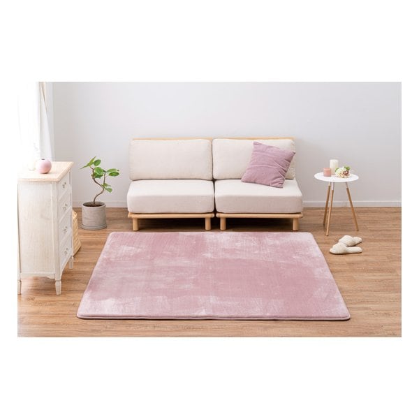 洗える低反発ラグ メレンゲタッチ 約185×185cm 撥水 ホットカーペットカバー ピンク 240620651