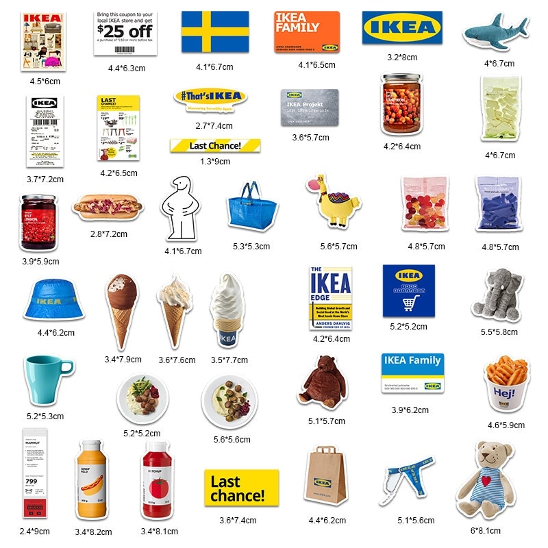 Qoo10] IKEAステッカー 40枚入り シール : 文具