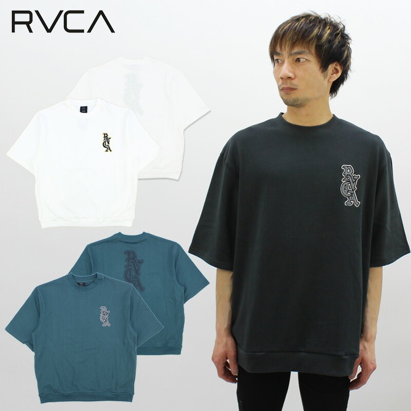 ルーカ RVCA メンズ ST CR クルースウェット 半袖 トレーナー(BD041-001) スウェット 男性用