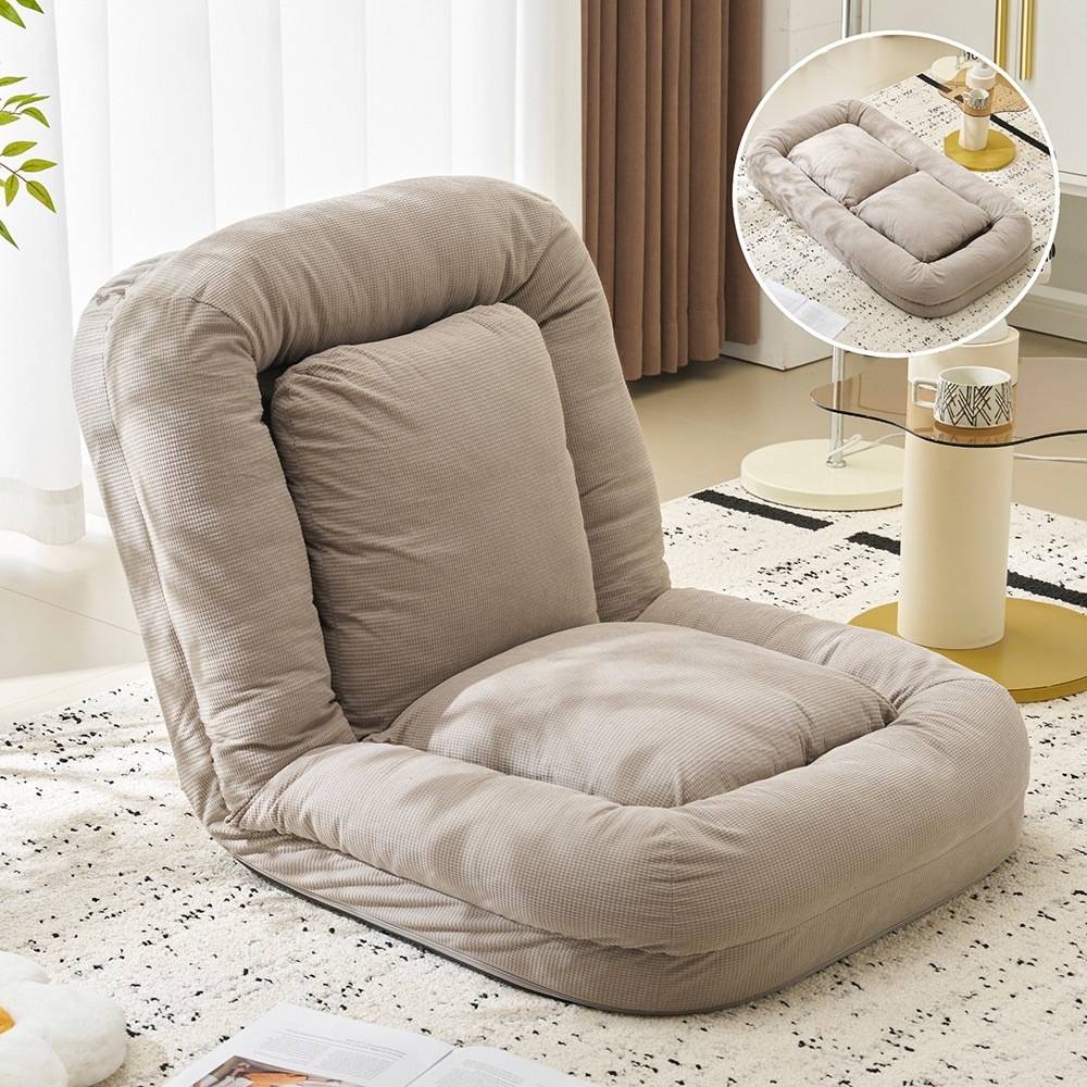 【国内即日発送】1人掛けソファー ソファーベッド 座椅子 6段調整可能 3WAY 1人掛け　2人掛け シンプル ベッド 折りたたみ フロアソファー 寝る 座る 可愛い外観 実用性 コンパクト　枕付き