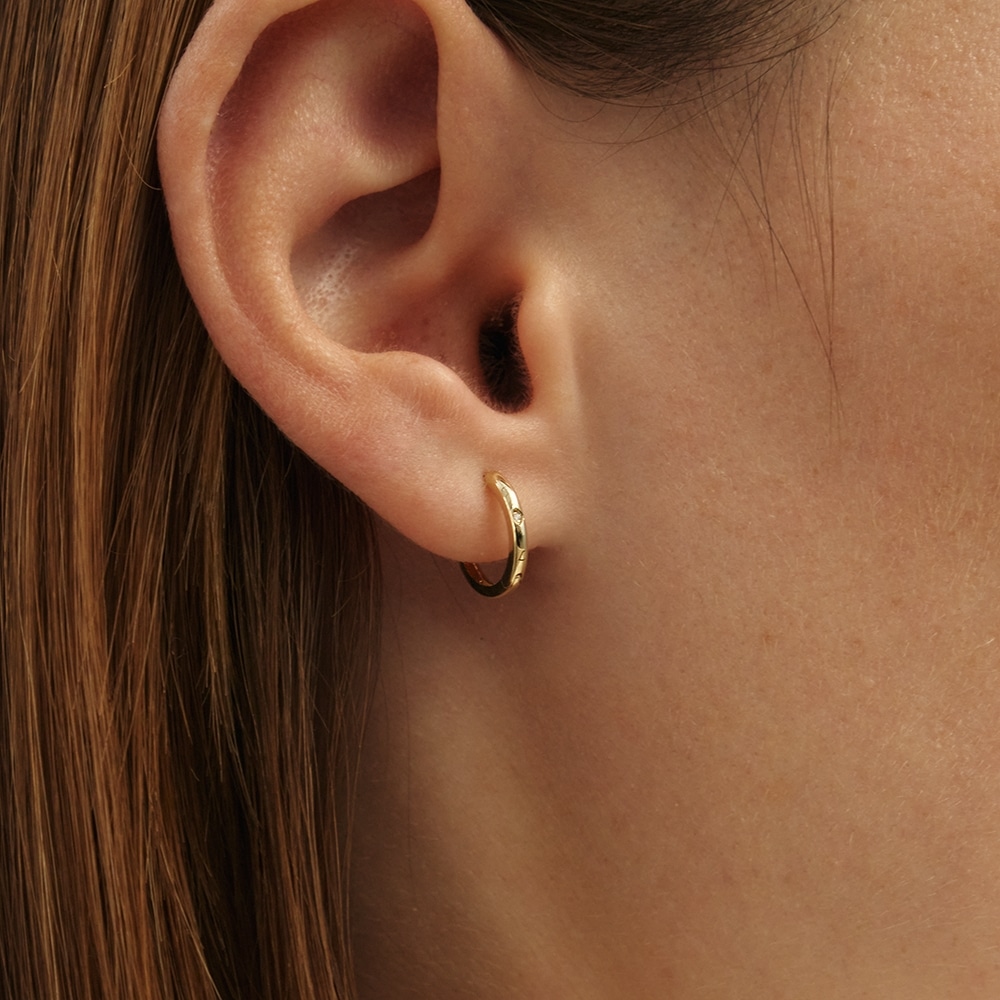 LUNNE 14k ダイヤモンドエッセンシャルワンタッチリングピアス K14ゴールド #LCE05