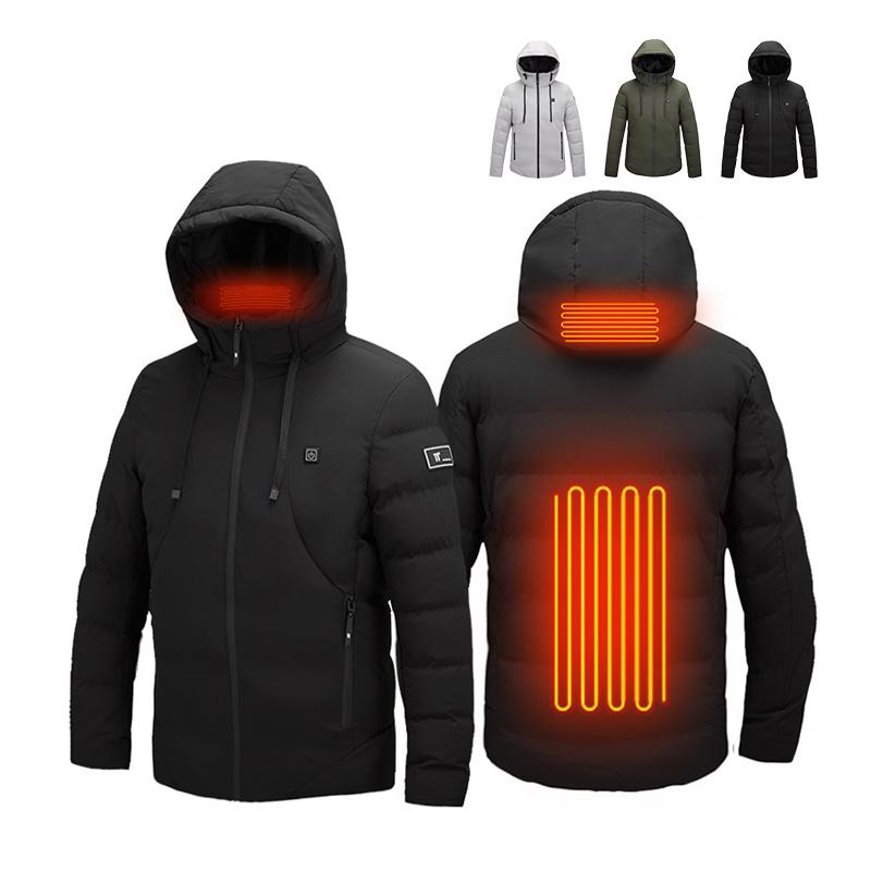 電熱ジャケット 電熱ウェア 長袖 4エリア発熱 ヒーター内蔵 防寒着 USB加熱服 3段温度調整 秋冬用 通勤 元日 贈り物 男女兼用 水洗い可能