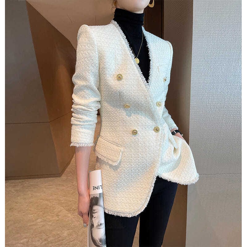 人気ボアアウターレディース フォーマル セレモニージャケット 気質ノーカラーコートライダースライダースキルティングアウター