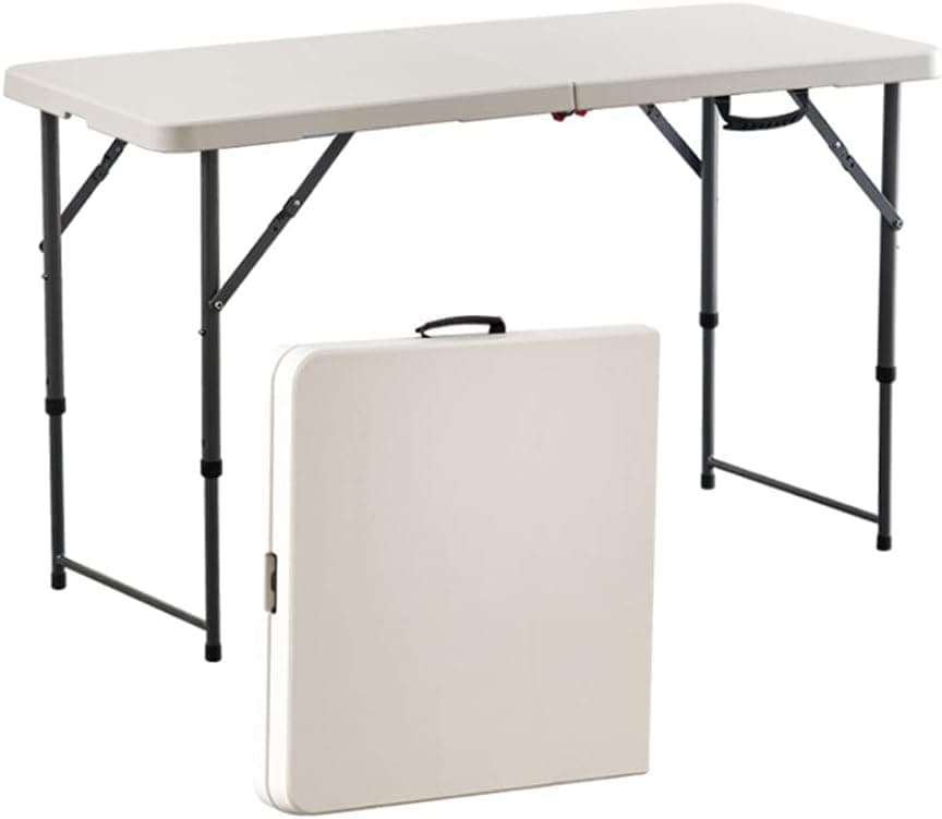 HIKER 折りたたみテーブル ポータブルテーブル ダイニングテーブル 作業テーブル 2段階高さ調整 幅122cm 耐荷重100kg ホワイト (ホワイト, 122)
