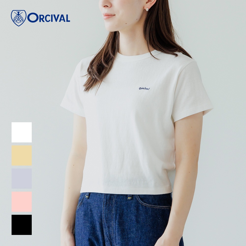 【2025春夏】オーシバル / オーチバル ORCIVAL 刺繍入り半袖Tシャツ#OR-C0418MIT 半袖 カットソー ショート丈 天竺編み シンプル コットン 綿 2025SS