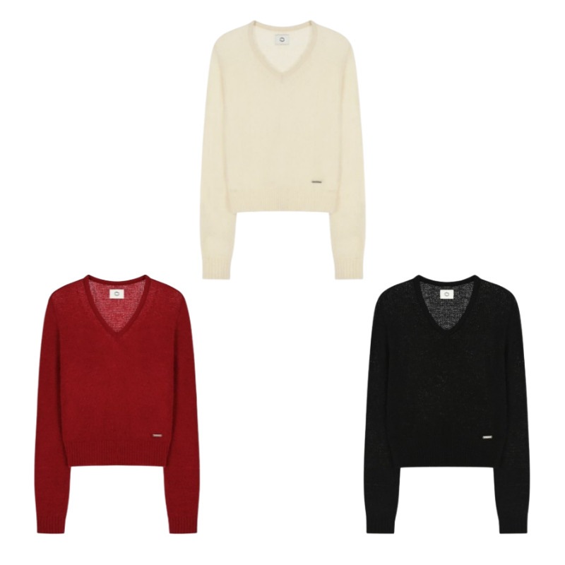(24FW 新商品) Hairy ブークレVネックニット (3カラー)