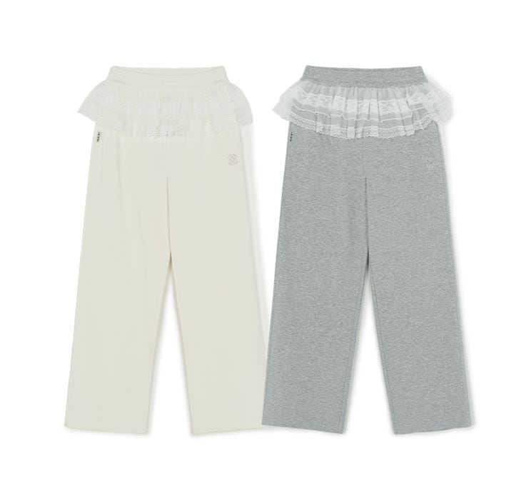 Basic Lace Ruffle Semi-wide Pants (3FPTB0761-50CRS, 3FPTB0761-09MGS)