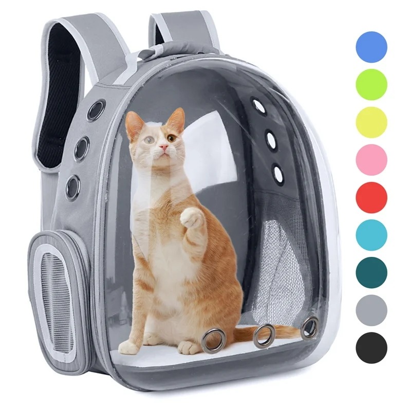 ペット用の猫と犬用のキャリングバッグ,ポータブルで通気性のあるダブルショルダーストラップ付きの通気性と防水性 Gray
