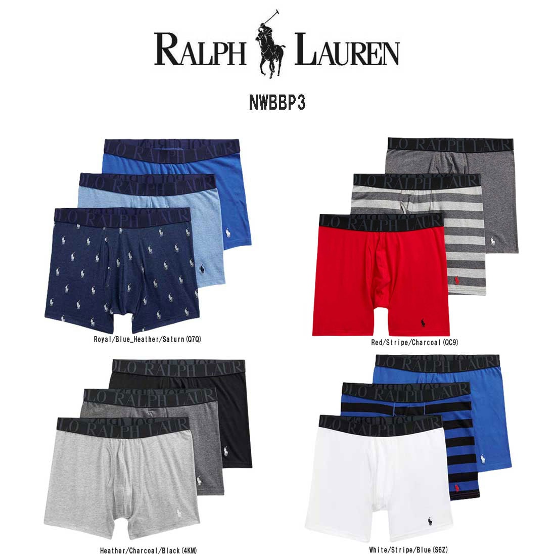 POLO RALPH LAUREN ミドル ボクサーパンツ 3枚セット お買い得 パック メンズ 下着 Stretch Classic Fit NWBBP3