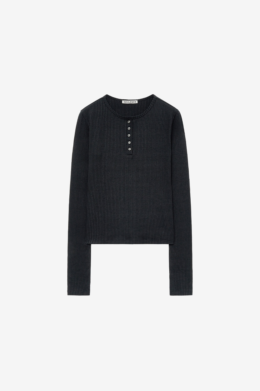 【INSILENCE】 HENRY NECK LONG-SLEEVED TOP : BLACK