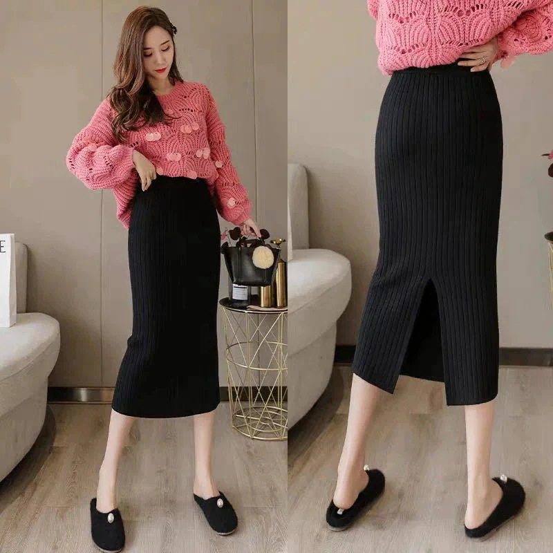 出荷が早いマキシスカートタイトスカート タイトスカート ニットスカート ロングスカート マーメイドスカート ゴムウェスト ハイウエスト ミディアム