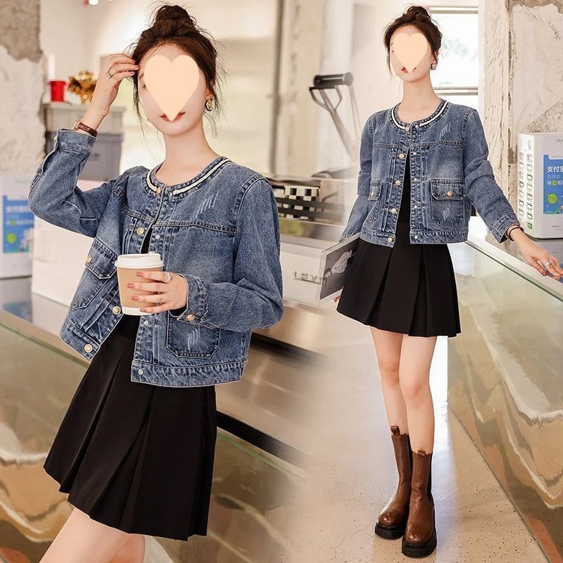 （細工が凝っている）秋の小さなフレーバーデニムジャケットレディースヨーロッパ製品2025新しい春と秋のスタイルの気質ハイエンド小人
