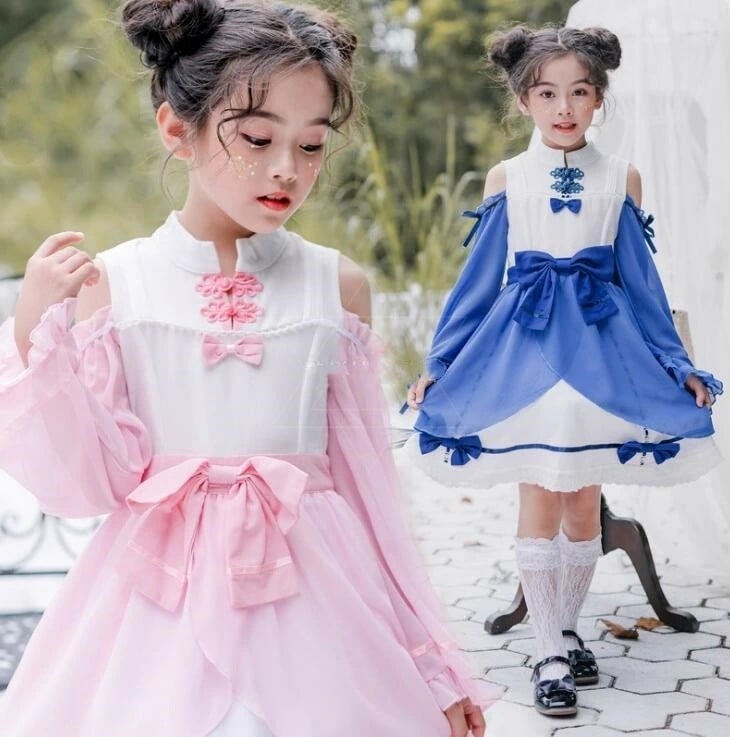 【本日限定】ロリータ服 子供 女の子ロリータワンピース Lolita 可愛いドレス シフォンドレス 子供 コスプレ衣装 ハロウィン イベント 文化祭 学園祭 撮影衣装 萌え萌え 漢服風ドレス プリンセ